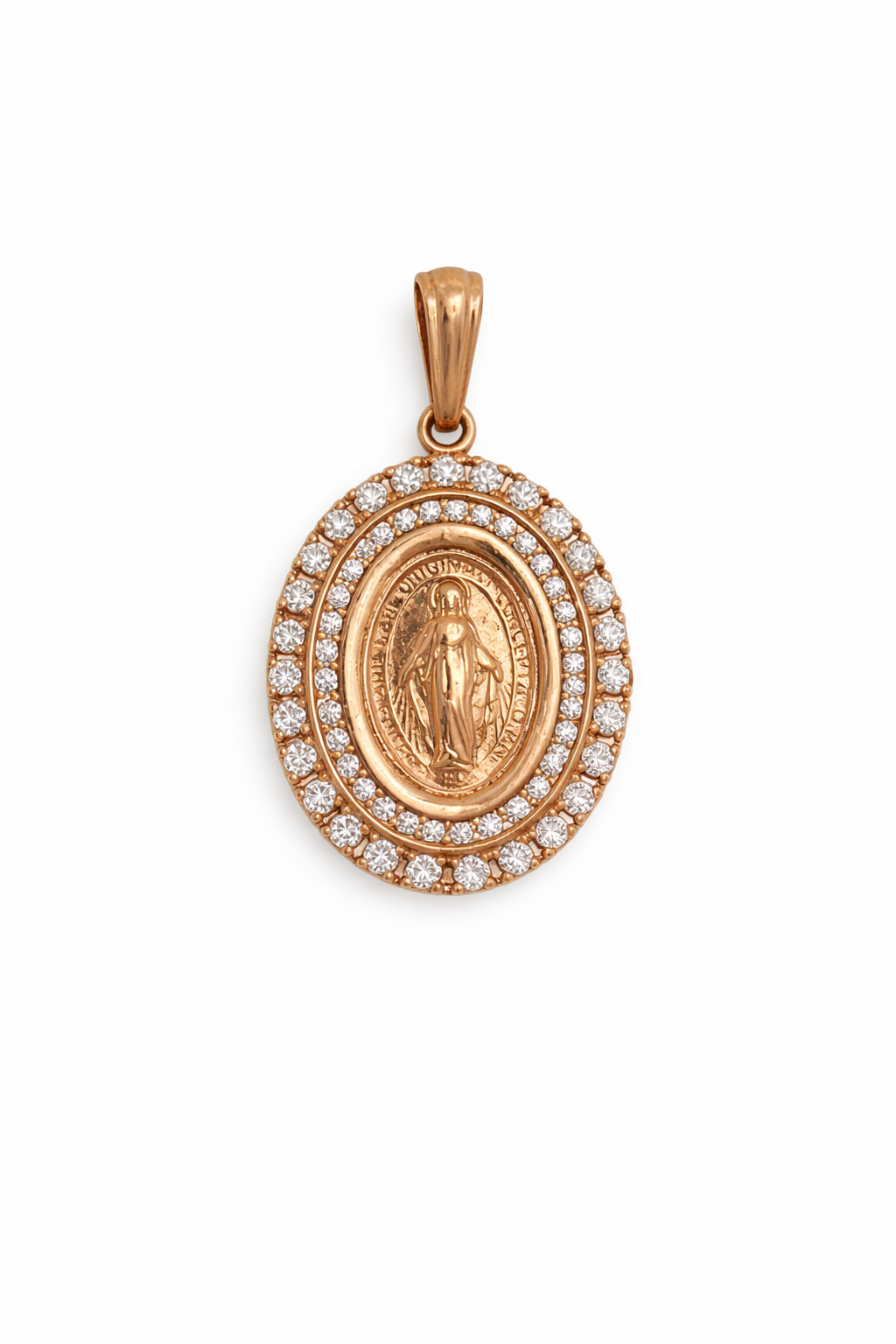 DIJE VIRGEN MILAGROSA EN ORO ROSADO DE 18K