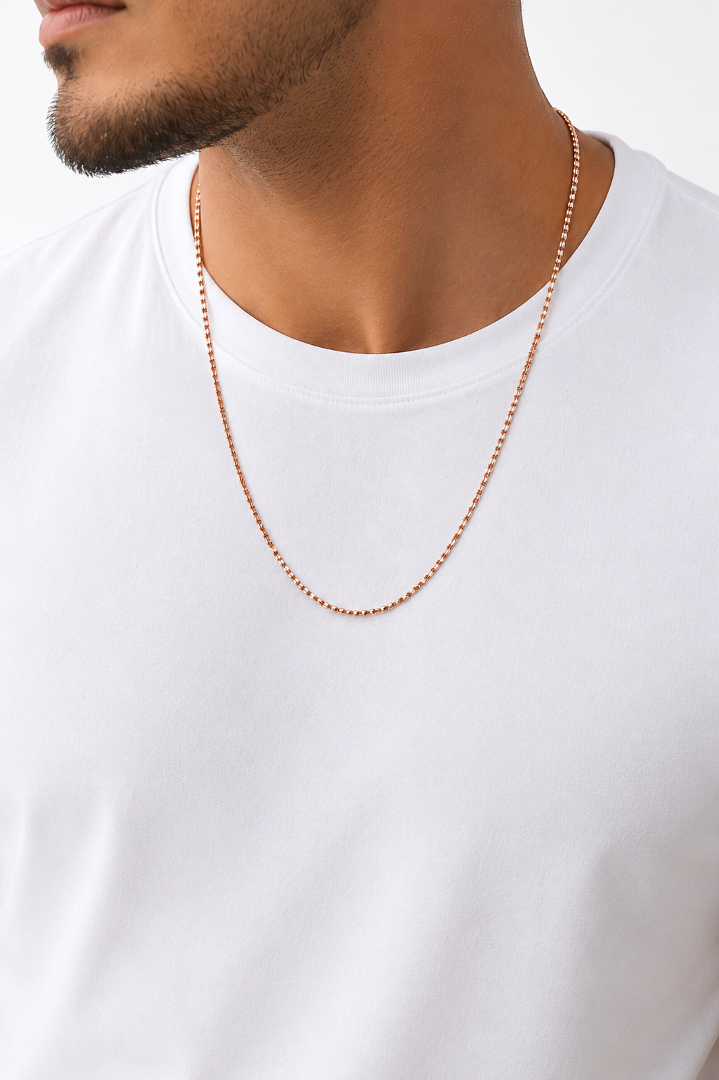 Cadena Tejido Ice en Oro   Rosado y blanco Italiano 18K