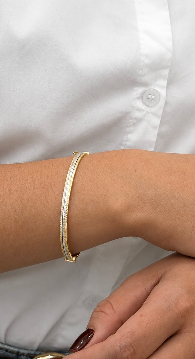 PULSERA TIPO ARO EN TRES OROS ITALIANO DE 18K
