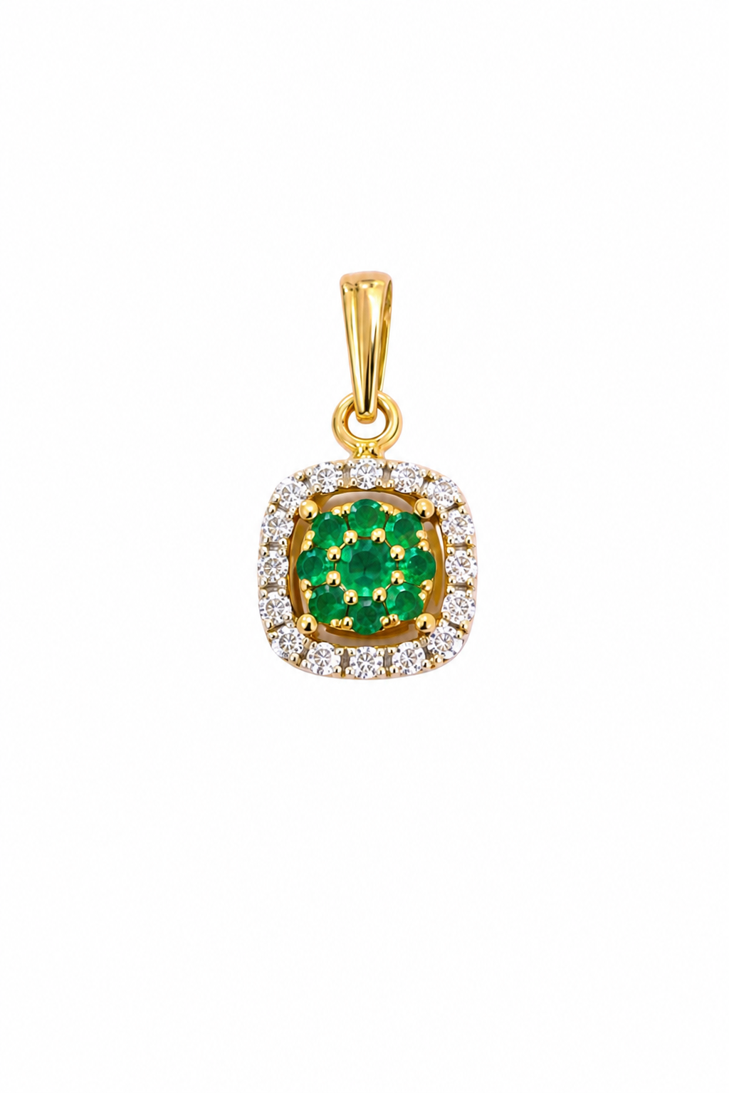 Dije en Oro 18K con Esmeraldas y Diamantes