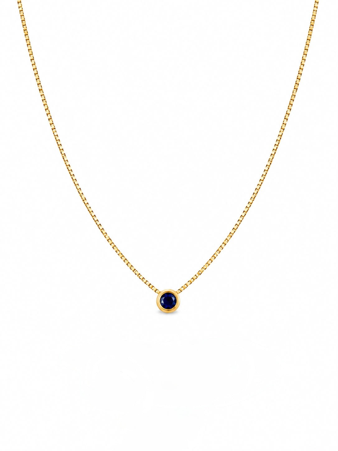 Cadena veneciana con dije en zafiro – Oro Amarillo 18K