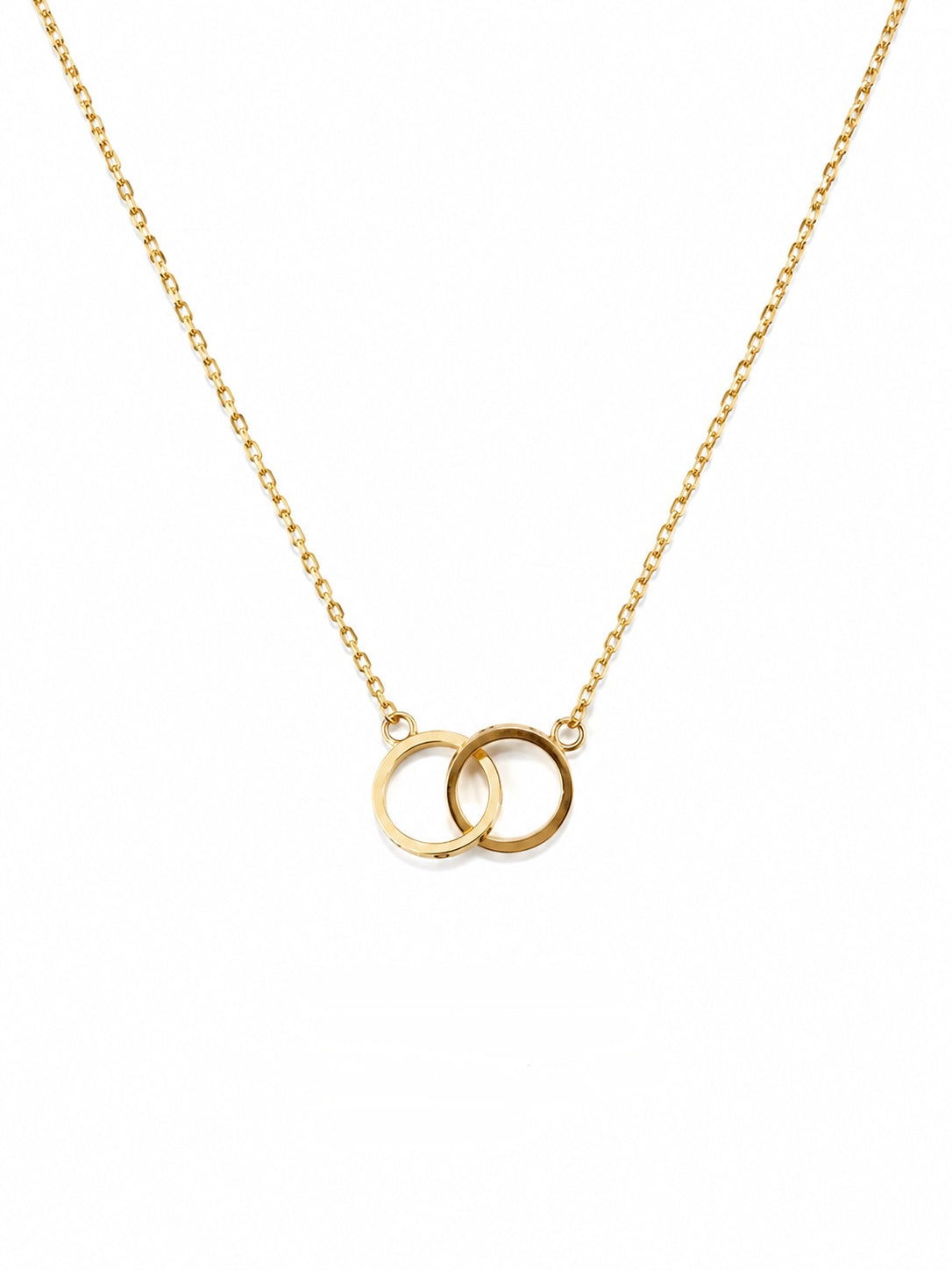 Cadena  en Oro Amarillo 18K italiano con Dijes de Aros Entrelazados