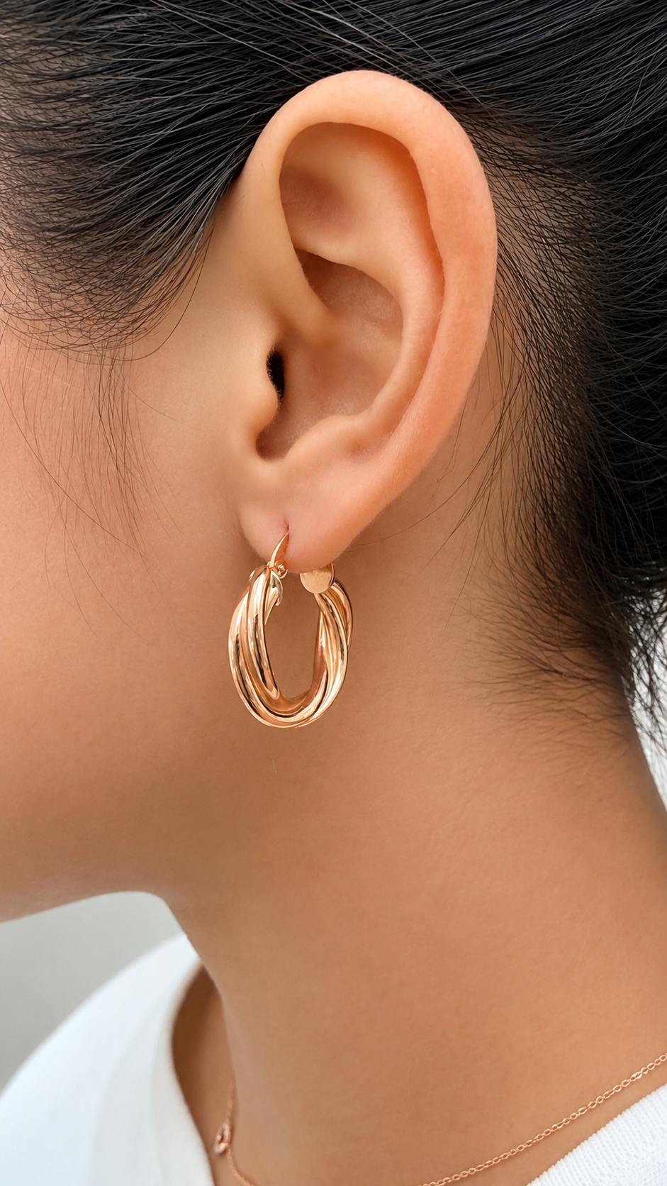 Candongas Trenzadas en Oro Rosado 18K