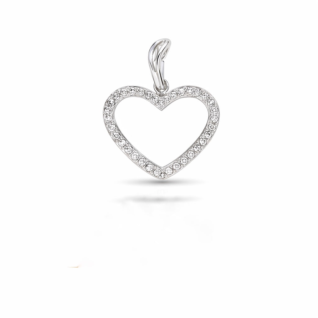 DIJE CORAZON EN ORO BLANCO DE 18K  CON DIAATES