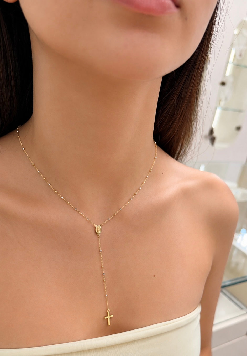 Camándula Tres Oros en Oro Italiano 18K