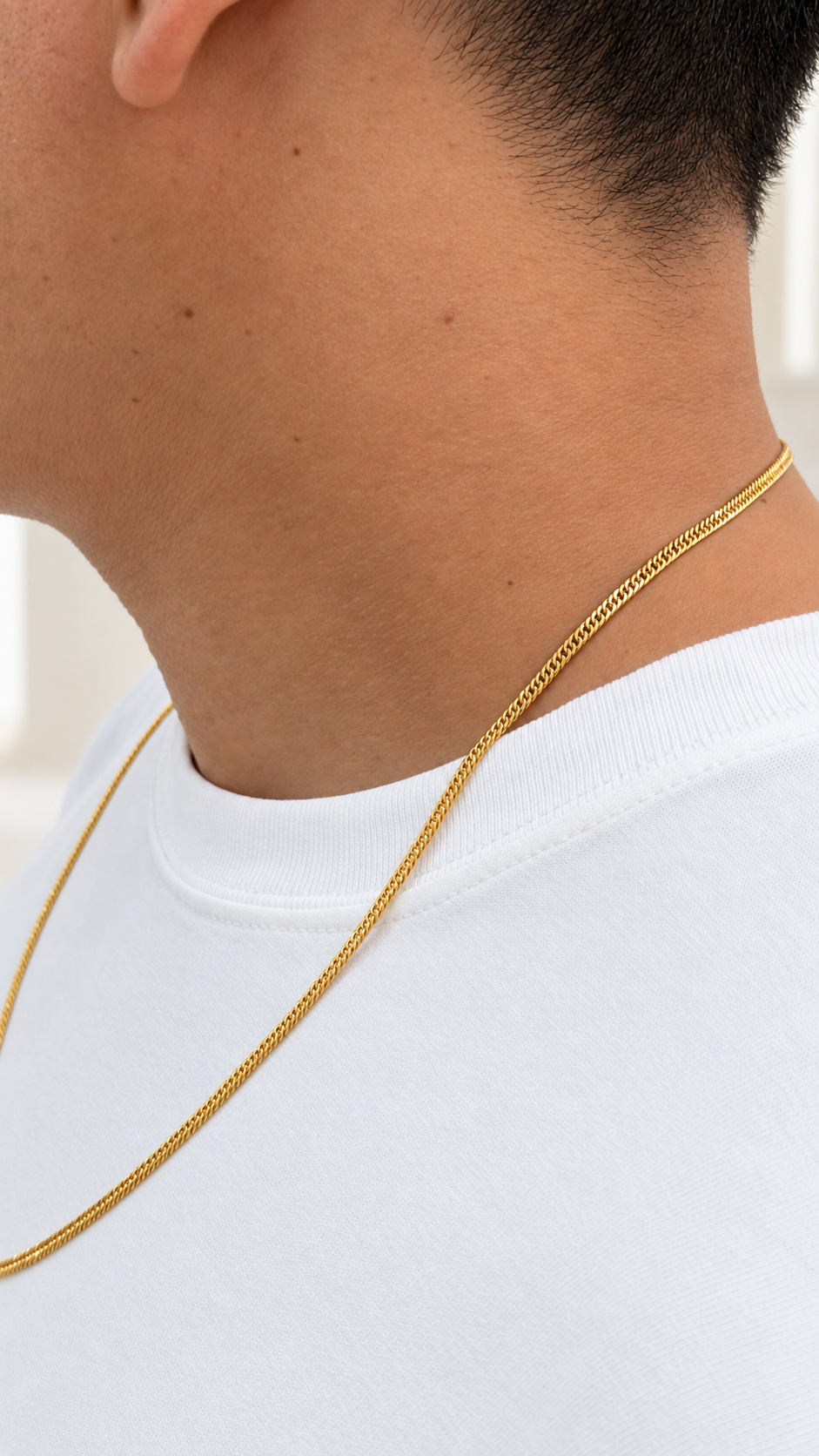 Cadena Tejido Cubano doble en Oro Italiano de 18K