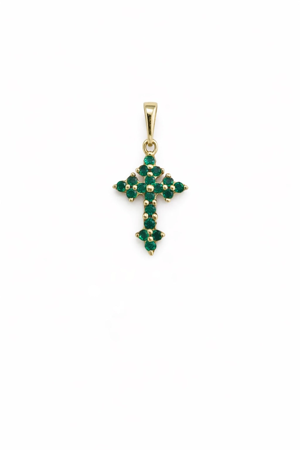 Dije Cruz en Oro 18K con Esmeraldas