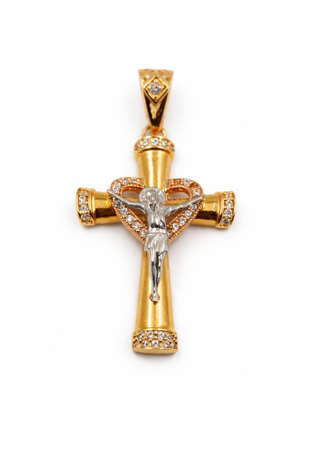 DIJE CRISTO TRICOLOR DE 18K