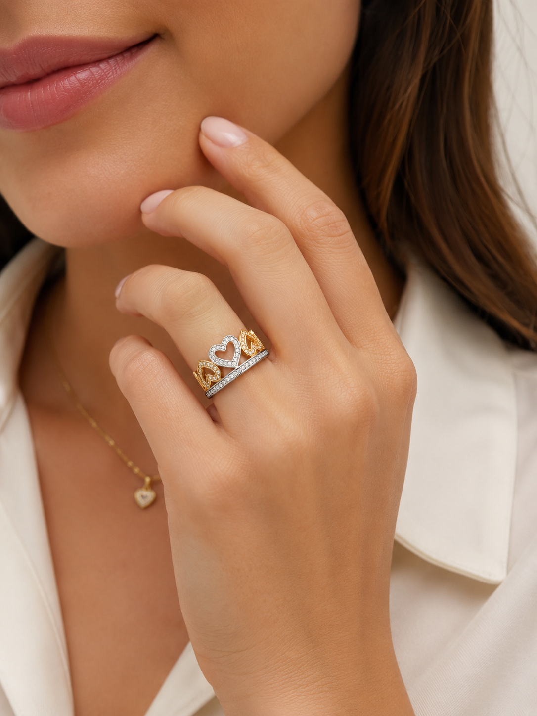 ANILLO CORAZON ETERNO BICOLOR DE 18K