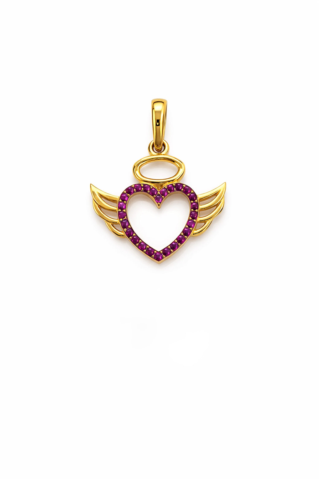 DIJE CORAZON ANGEL EN ORO DE 18K