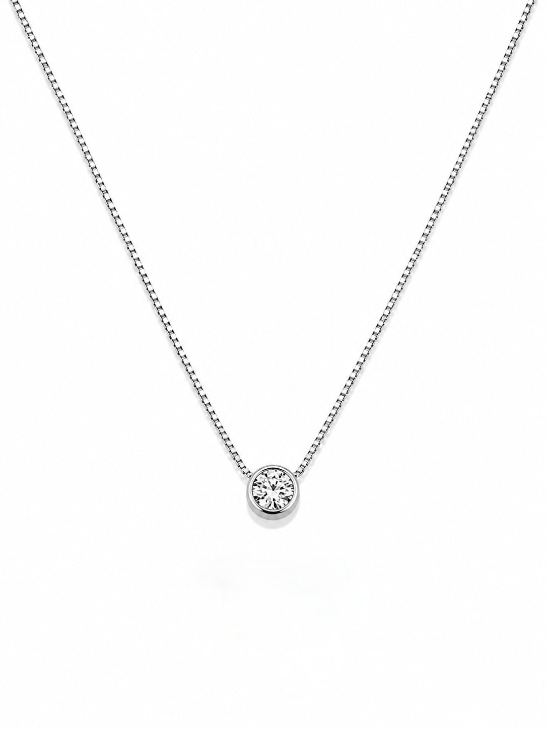 Cadena Veneciana con Diamante – Oro Blanco 18K italiano