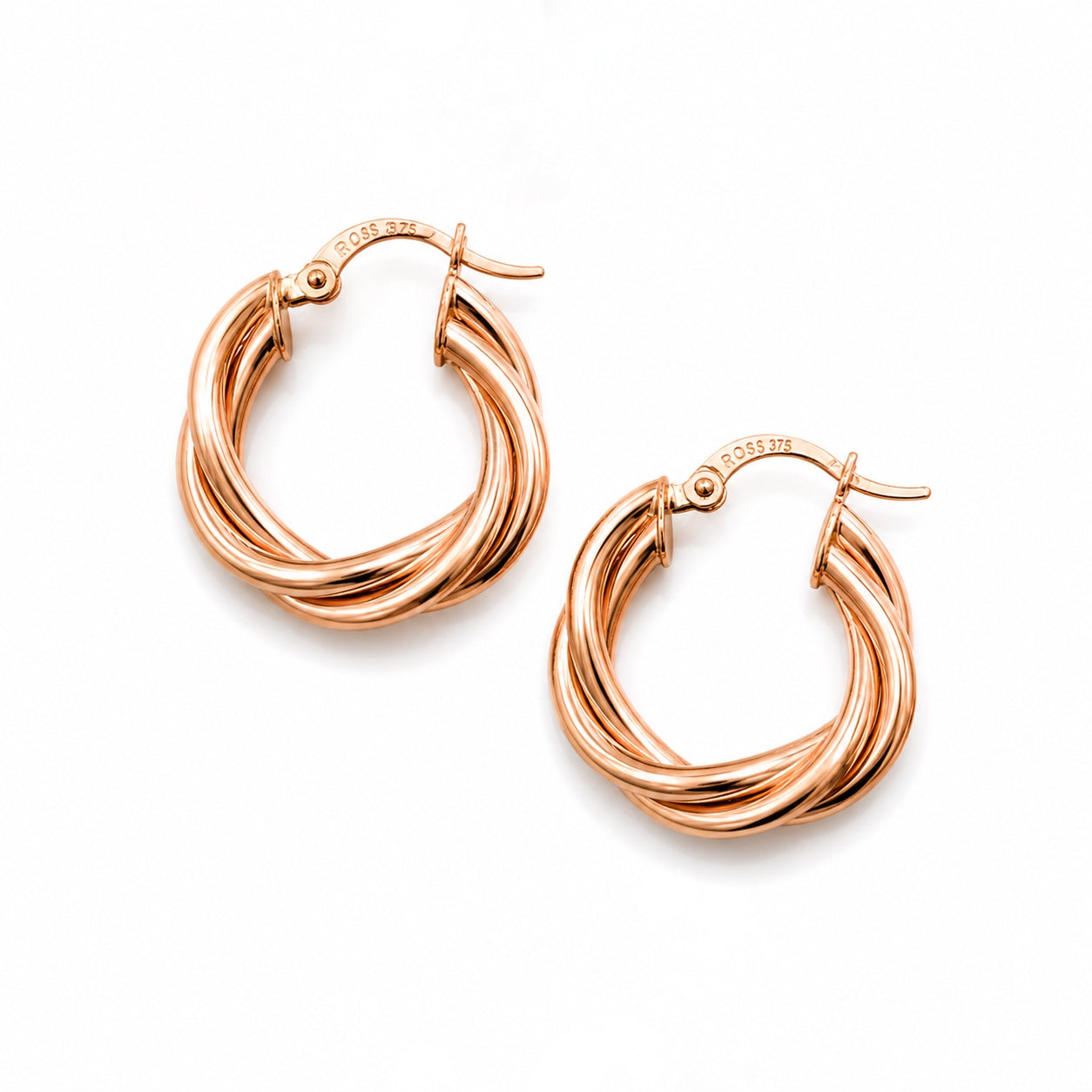 Candongas Trenzadas en Oro Rosado 18K