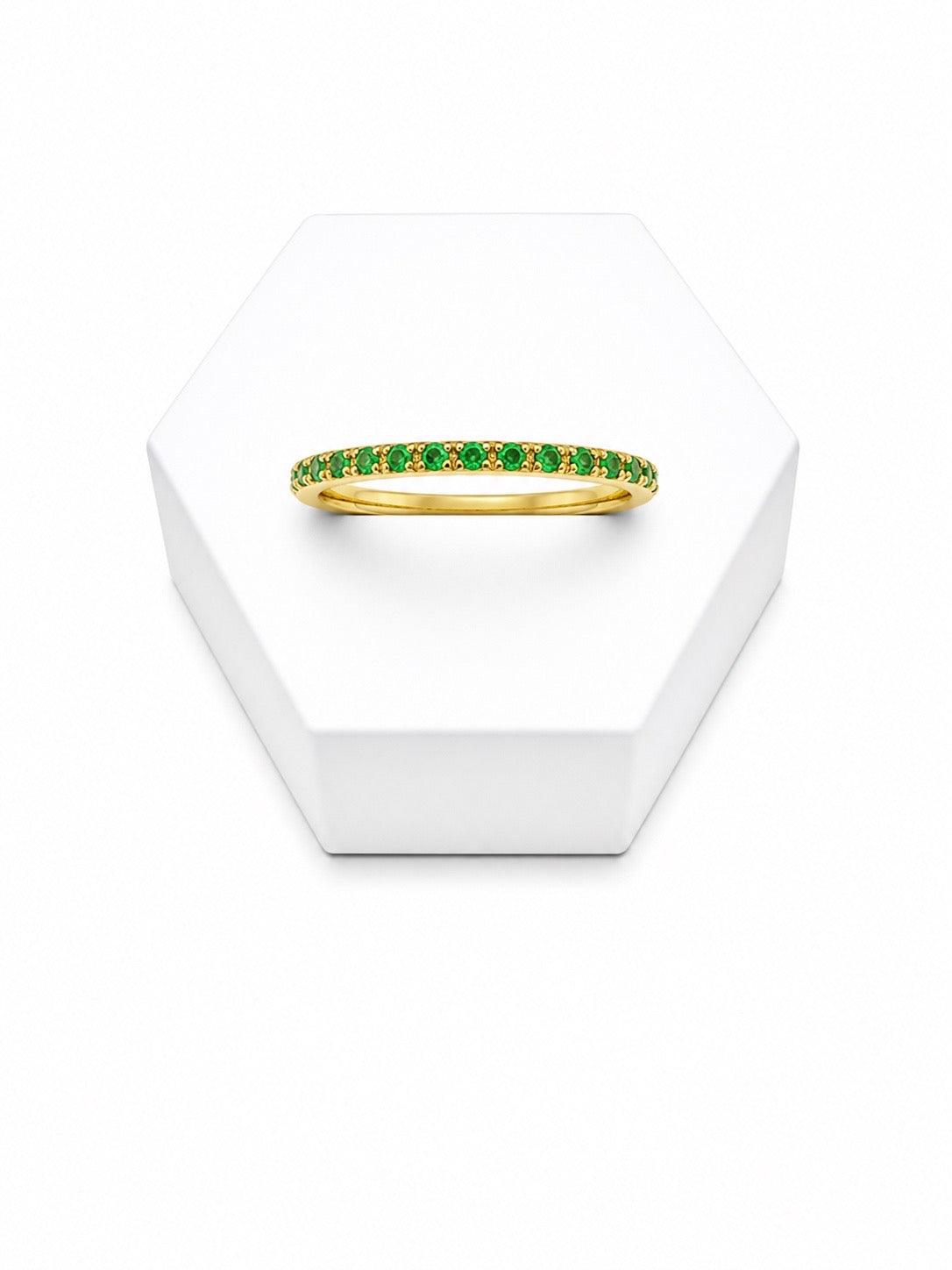 Anillo churumbela con esmeraldas en oro amarillo 18