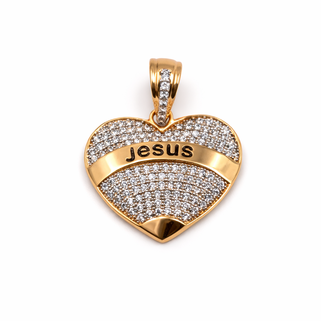 DIJE CORAZON JESUS EN ORO DE 18K