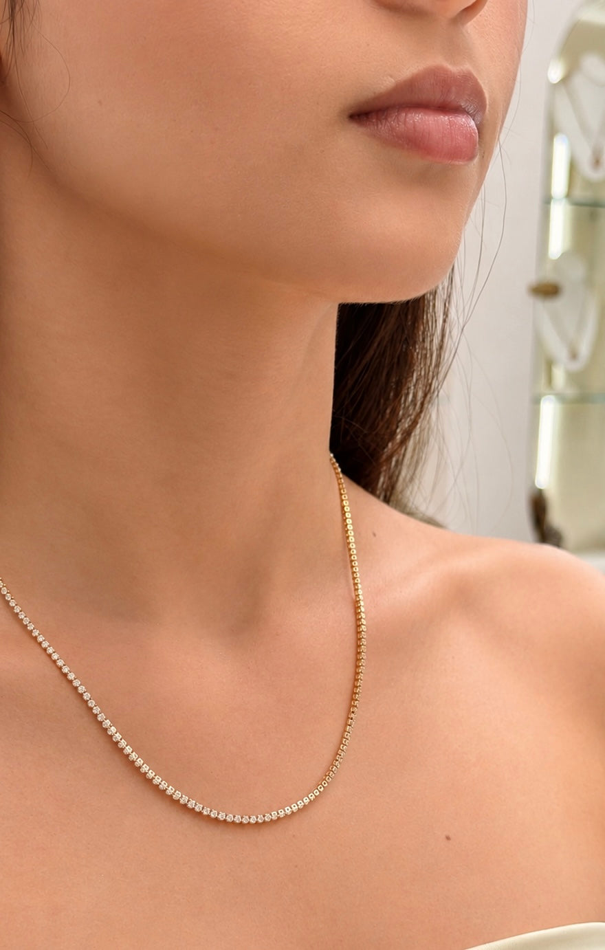 Cadena Tennis en Oro Amarillo 18K con Diamantes