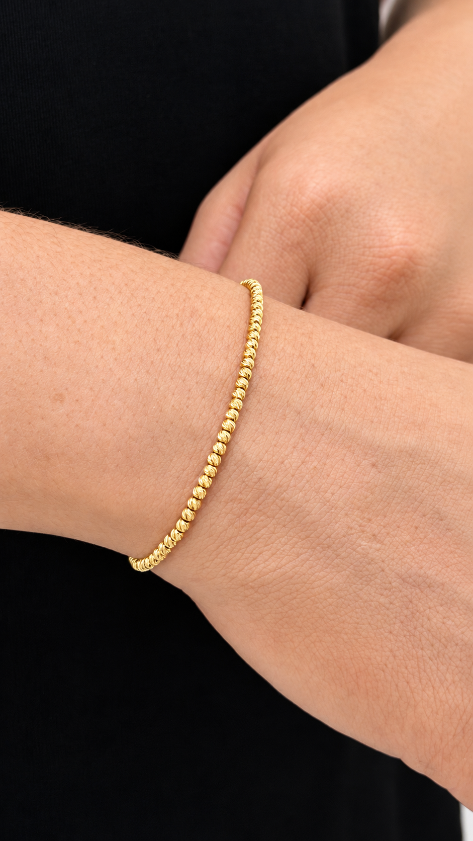 Pulsera de Bolas Diamantadas en Oro Italiano de 18K
