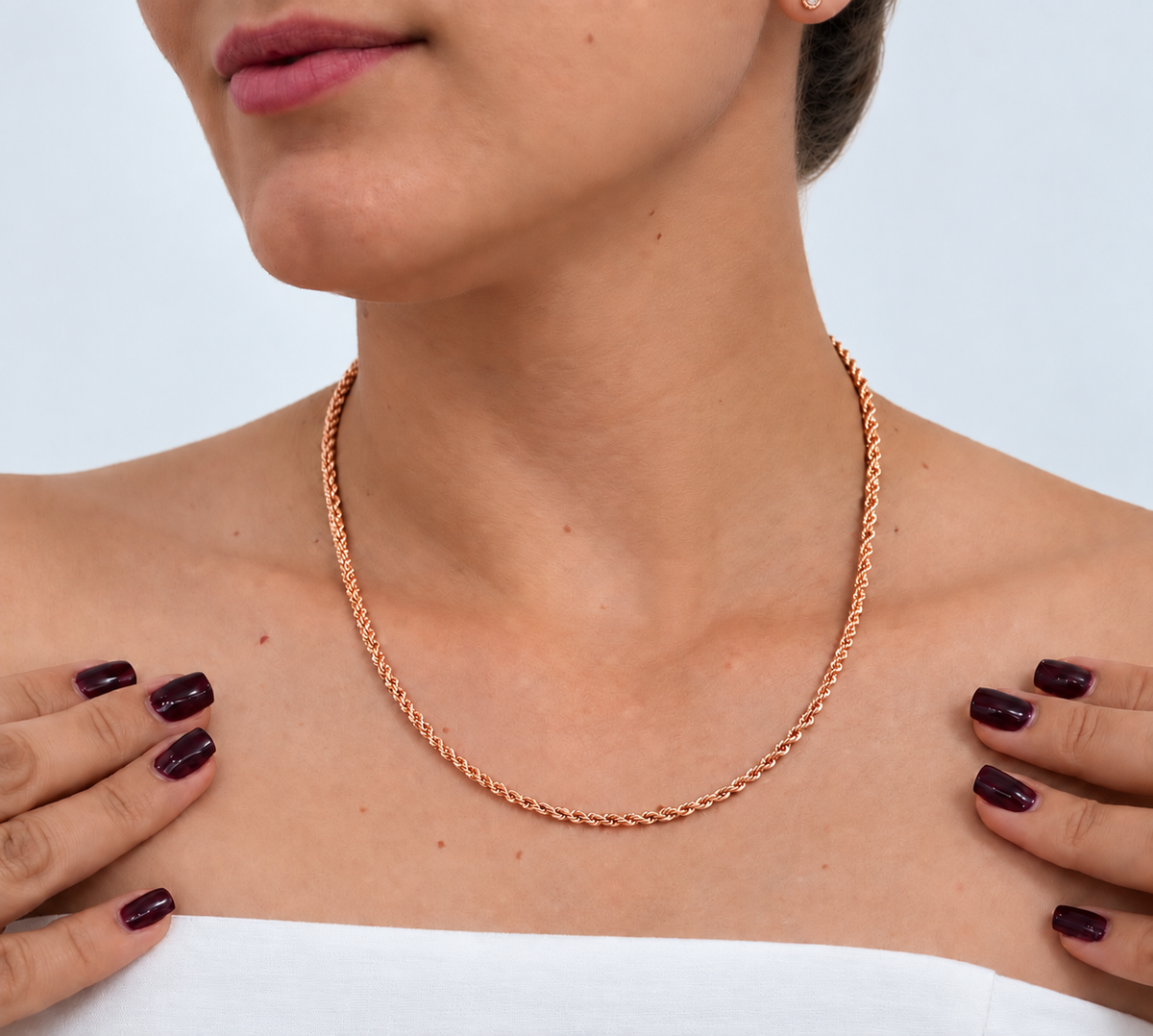 Cadena Lazo en Oro Rosado Italiano de 18K