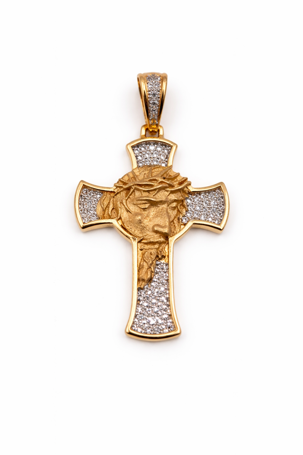 DIJE CRUZ ROSTRO DE JESUS EN ORO DE 18K