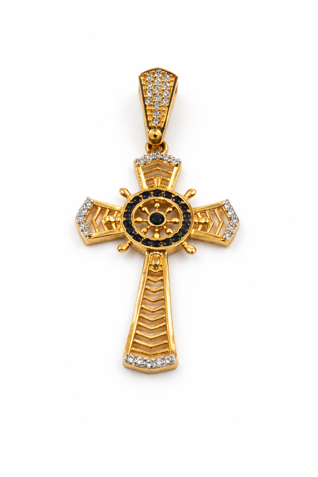 DIJE CRUZ NAUTICA EN ORO DE 18K