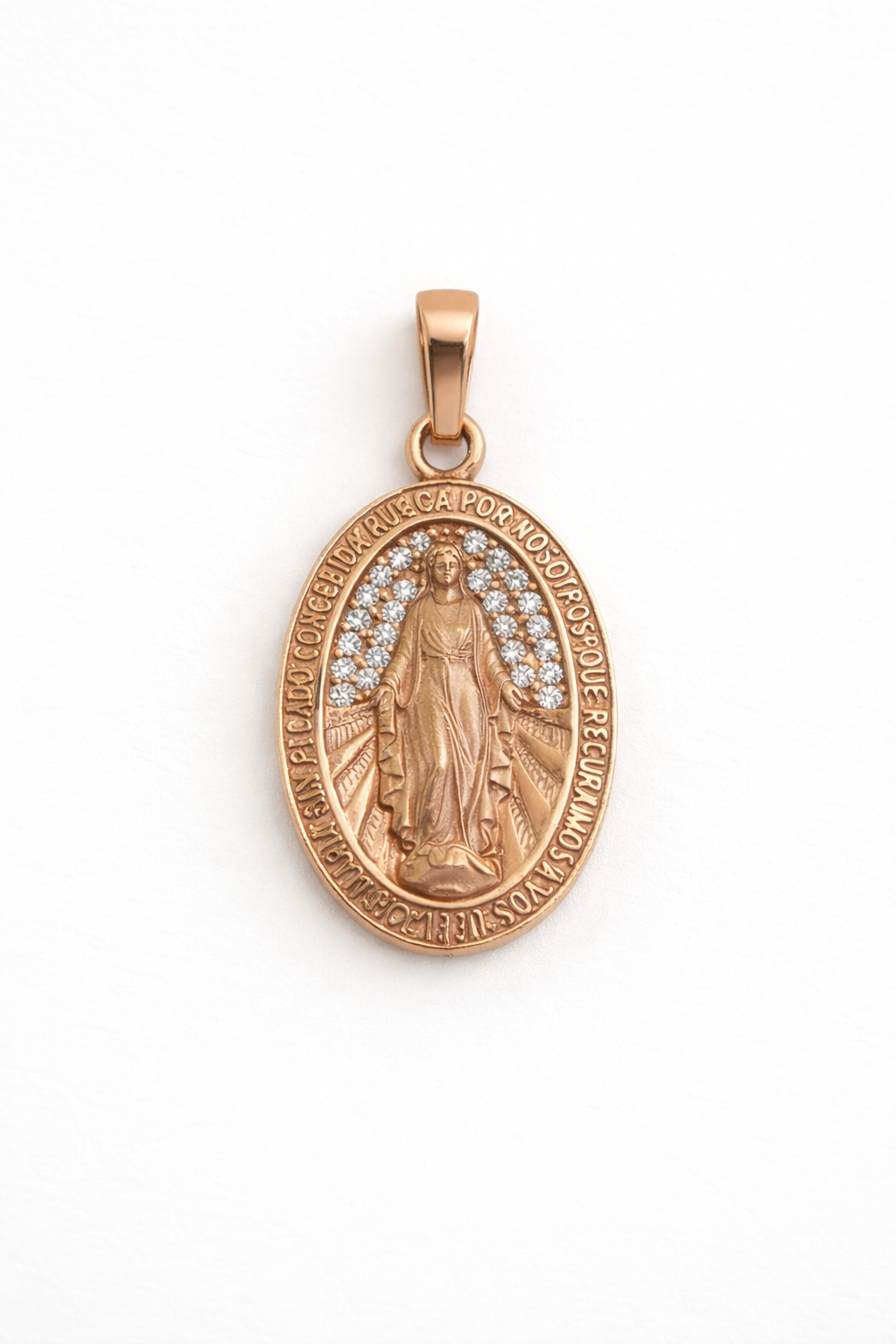 DIJE VIRGEN MILAGROSA EN ORO ROSA DE 18K
