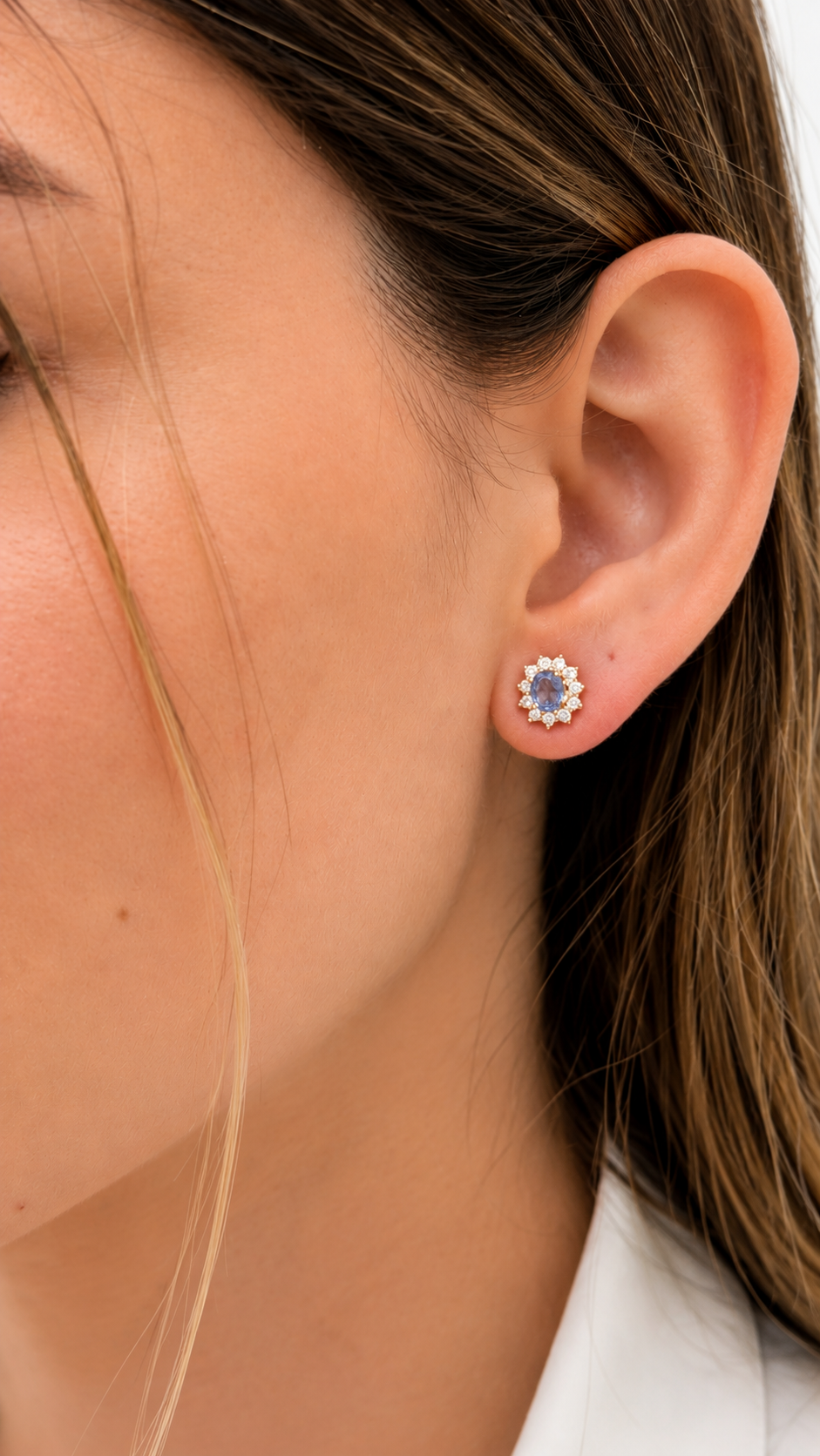 Topos en Oro Amarillo de 18k con Tanzanita y Diamantes