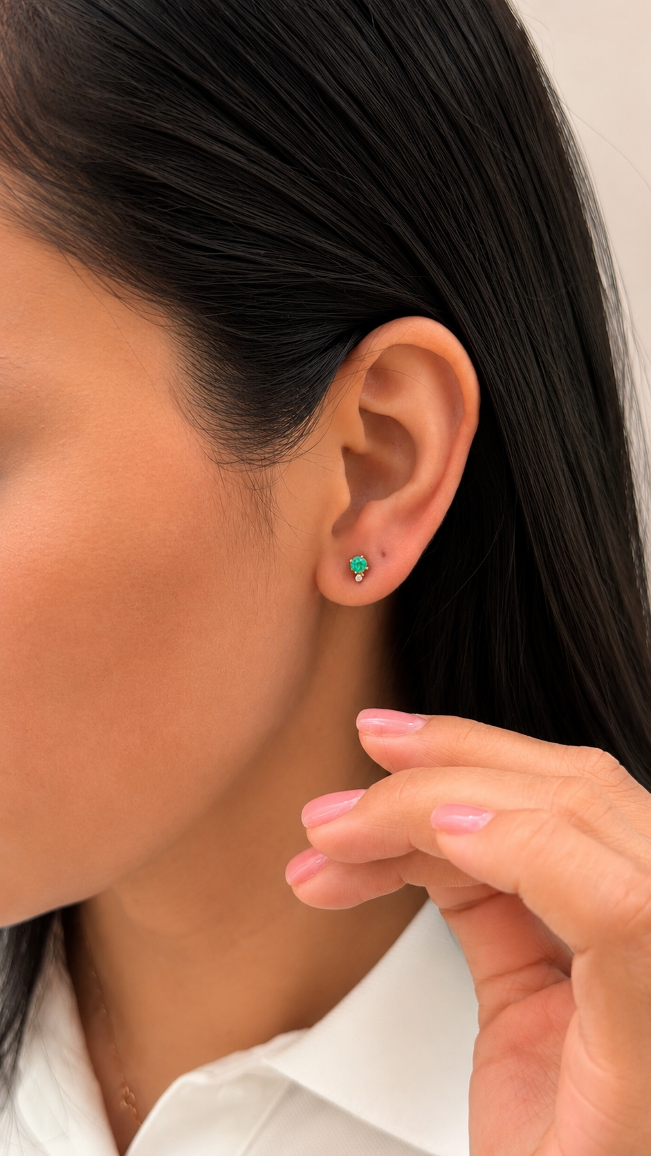Topos de Esmeralda y Chispa de Diamante en Oro Amarillo 18K