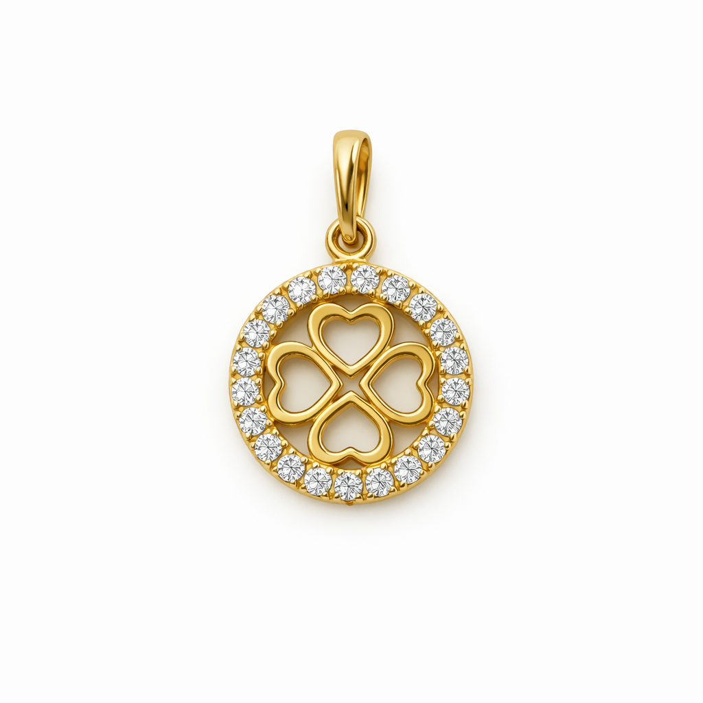 DIJE TREBOL DE CORAZONES EN ORO DE 18K