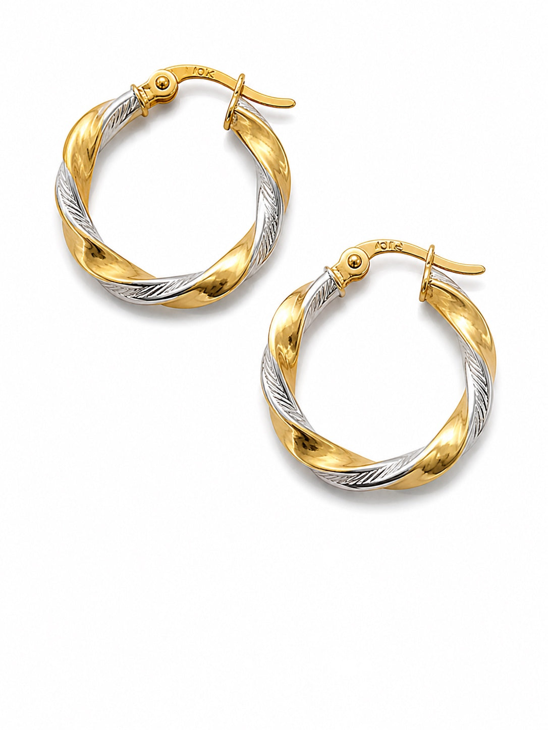 Candongas Trenzadas en Oro Blanco y Amarillo 18K