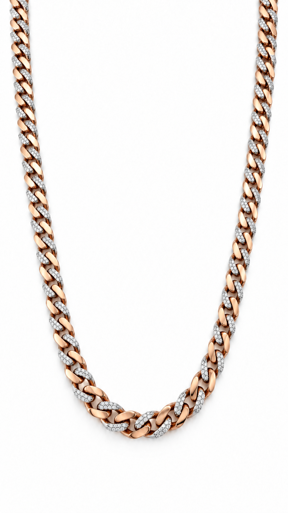 Cadena Cubana Bicolor con Circones en Oro Italiano de 18K