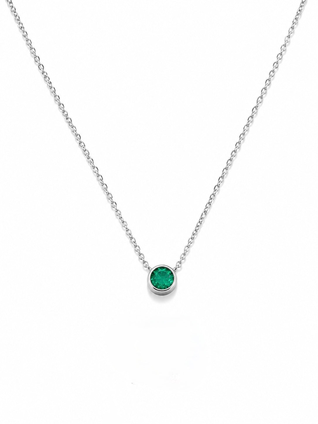 Cadena Hermes en Oro Blanco 18K con Esmeralda