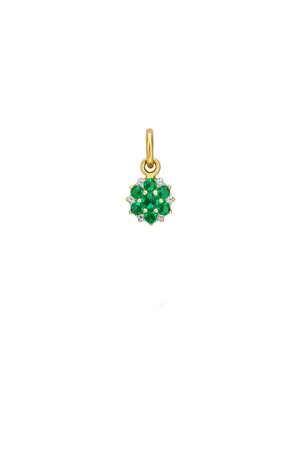Dije Floral en Oro Amarillo 18K con Esmeraldas y Diamante