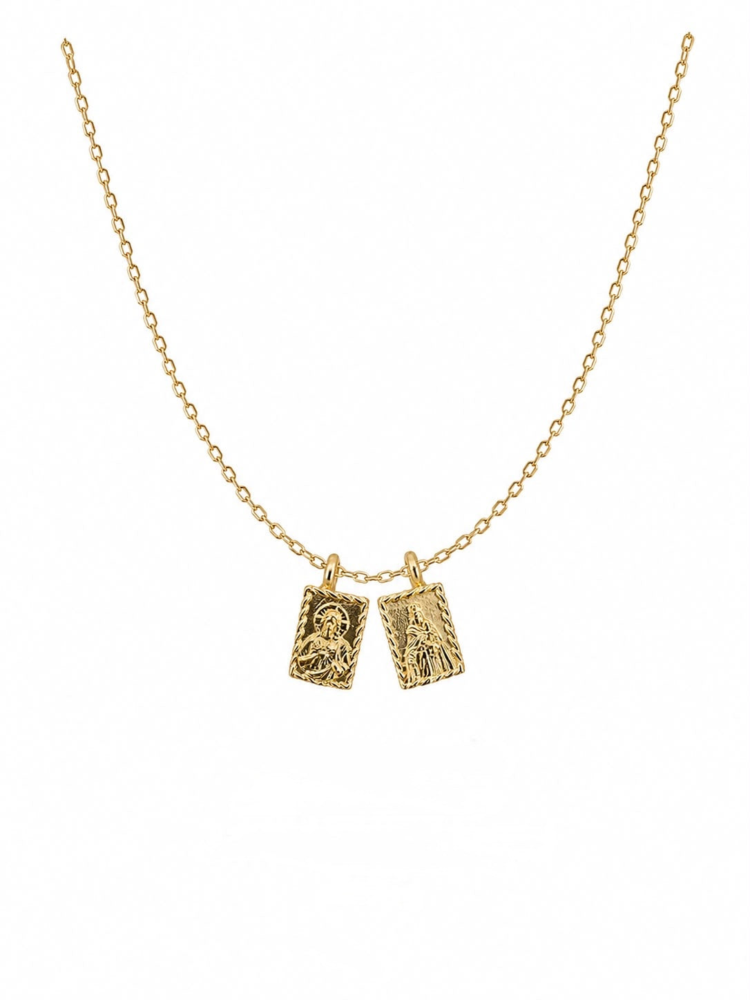 Cadena con dijes en escapulario  en Oro 18K