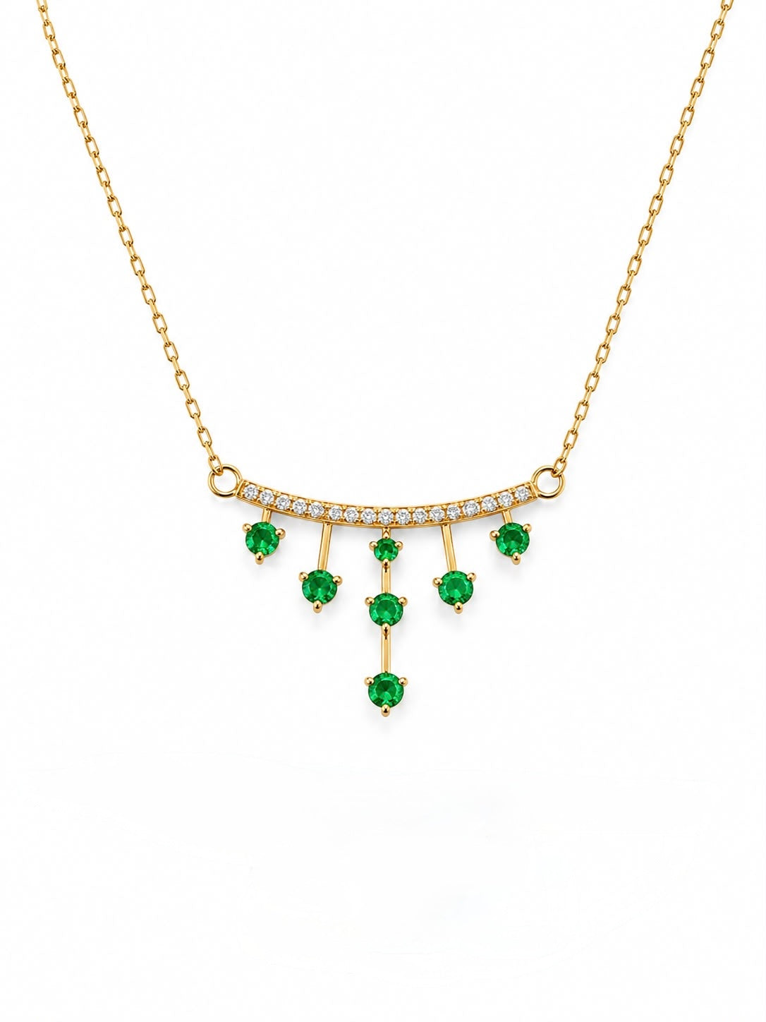 Cadena tejido Hermes con dije en esmeralda natural y diamantes – Oro 18K